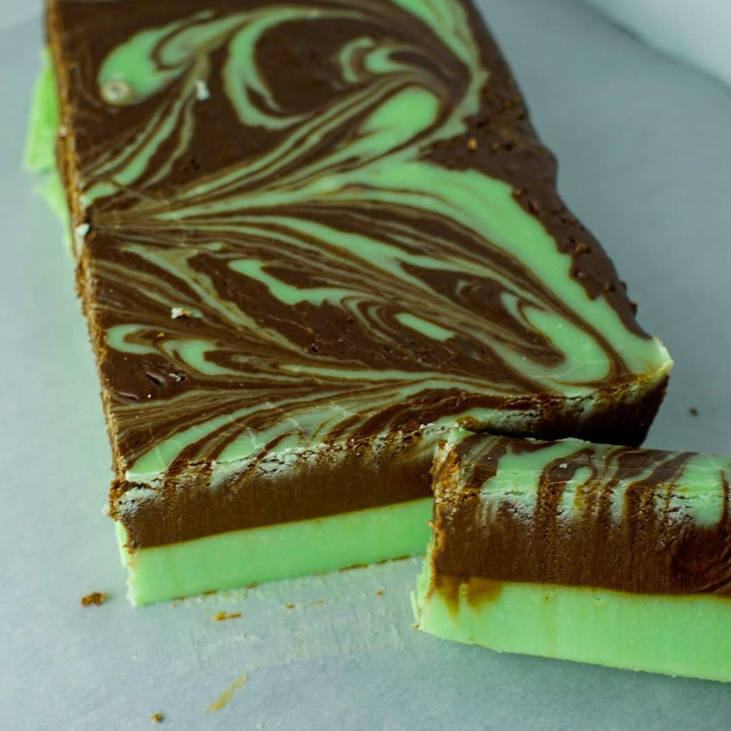 Chocolate Mint Swirl Fudge